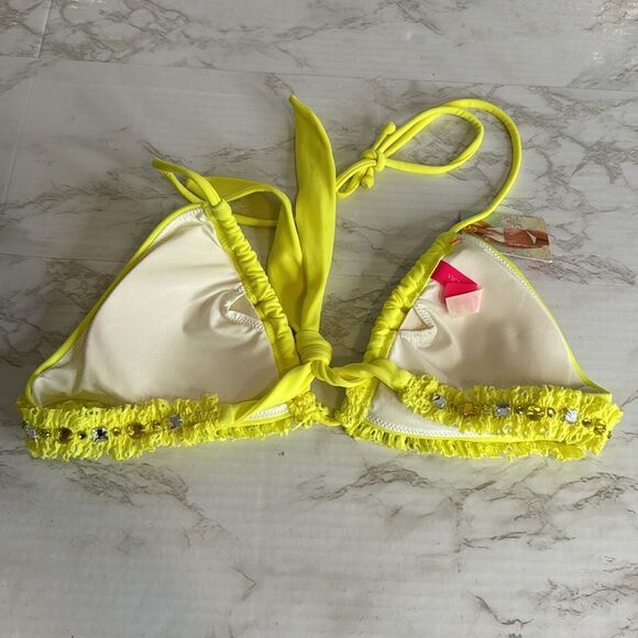 Victoria’s Secret Y2K neon yellow bling bikini top size small - Picture 5 of 7